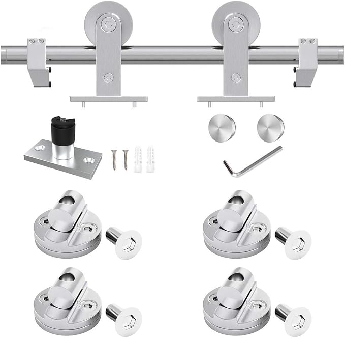WINSOON Barn Door Hardware Kit 6FT: Brushed Nickel Heavy-Duty Smoothly Quietly - Image 6