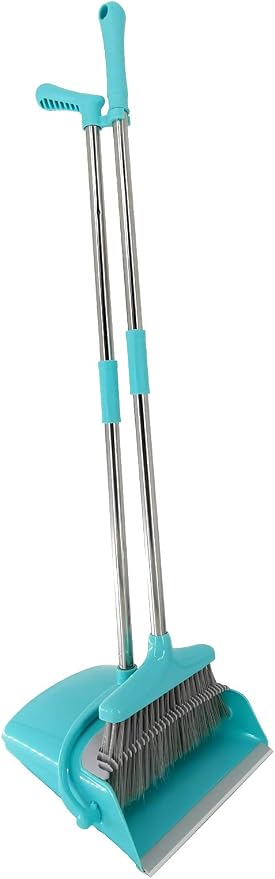 Extendable Long Handle Broom and Dustpan Set, Stainless Lightweight Upright - Image 2
