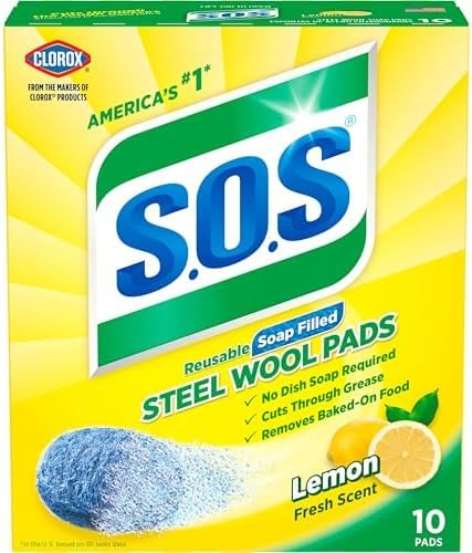 S.O.S Steel Wool Soap Pads | Lemon Fresh | 10 Count by SOS