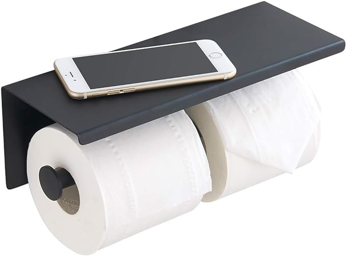 BGL 304 Stainless Steel Double Toilet Paper Holder Wall Mounted Matte Black Two by BGL