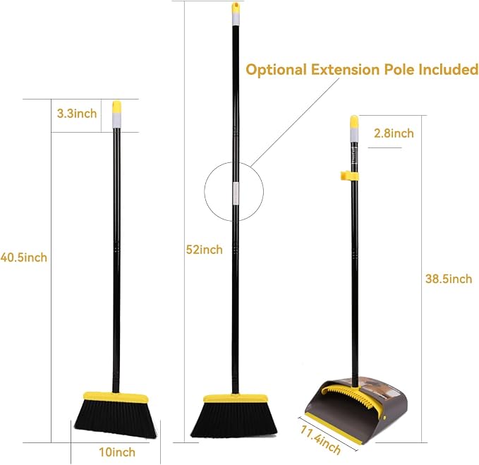 TreeLen Broom with Dustpan Combo Set, Stand up Dust Pans with Long Handle - Image 7