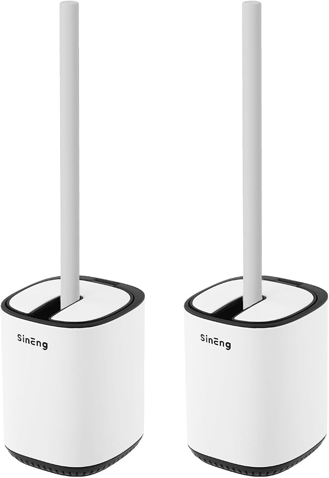 Toilet Brush and Holder Set Toilet Bowl Brush Stainless Steel Automatic Open by Unknown