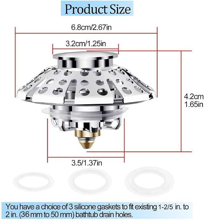 3-in-1 Bathtub Drain Stopper - Image 6