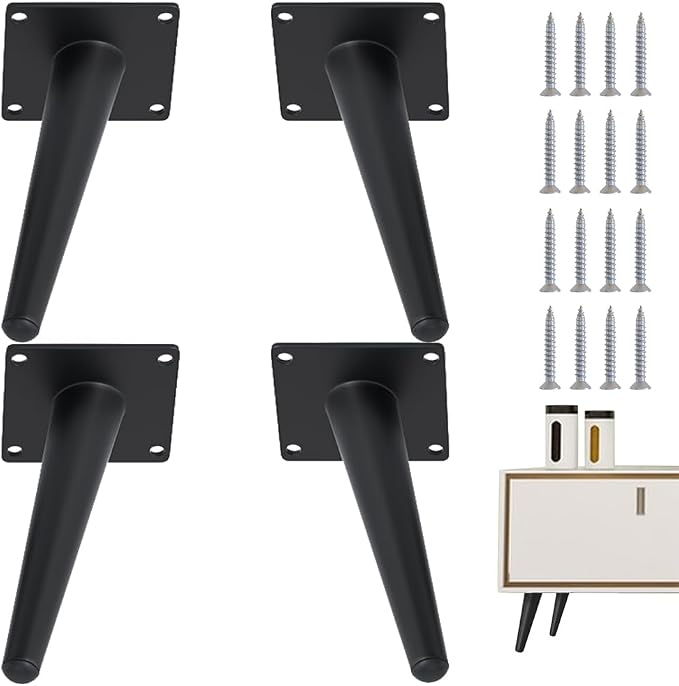 4PCS 6 Inch Matte Black Tapered Angled Legs by IURRDOP