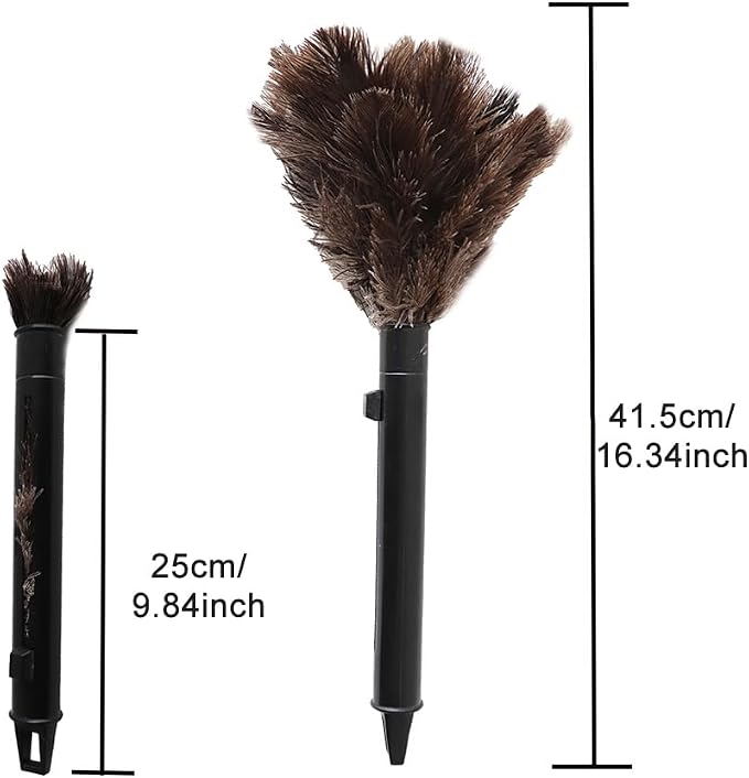 2pcs Ostrich Feather Duster for Cleaning, 9.8-16 inch Fluffy Natural - Image 2