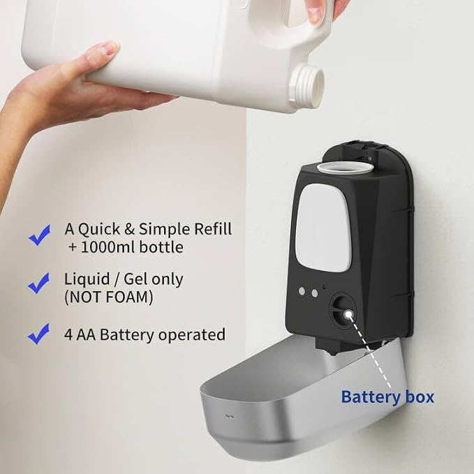 JETWELL Automatic Touch-Less Wall Mount Hand Soap Dispenser Liquid Drop Battery - Image 7