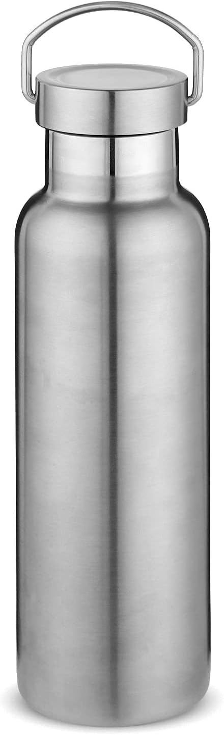 Neihepal Silver Stainless Steel Water Bottles, 20 Ounce Vacuum Insulated Double by Neihepal