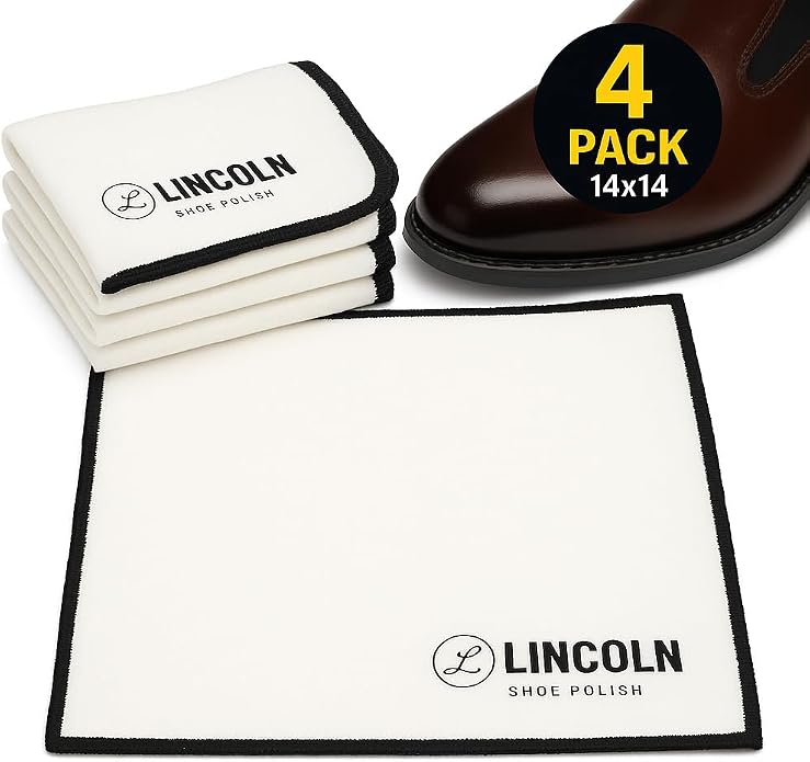 Lincoln Shoe Polish 4-Pack Shoe Shine Cloths – Heavyweight 14×14 Premium Cotton - Image 6