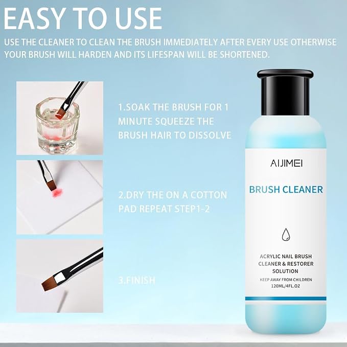 AIJIMEI Nail Brush Cleaner 120ml Gel Solution - Image 6
