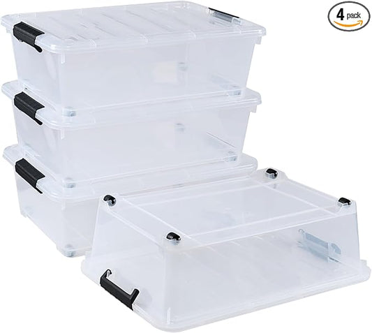 20 Quart Stackable Plastic Under Bed Bins by Lesbin