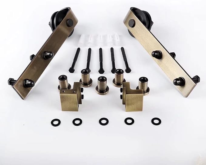6.6FT Classic Brass Sliding Barn Door Hardware Kit - Image 5