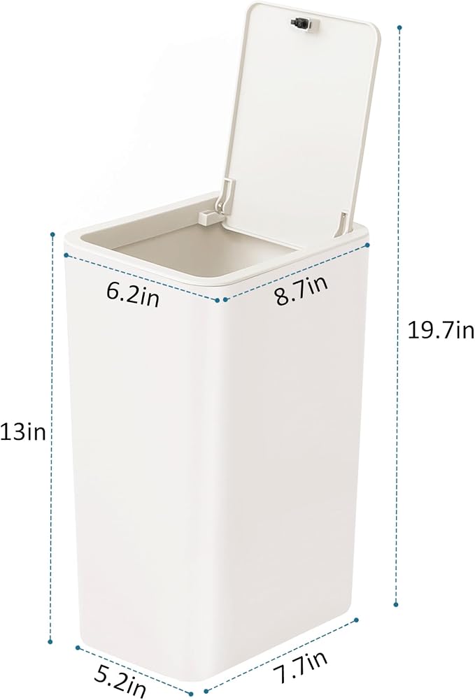 TIPGO Bathroom Trash Can with Lid, 10 Liter/ 2.6 Gallon Slim Garbage Can - Image 6