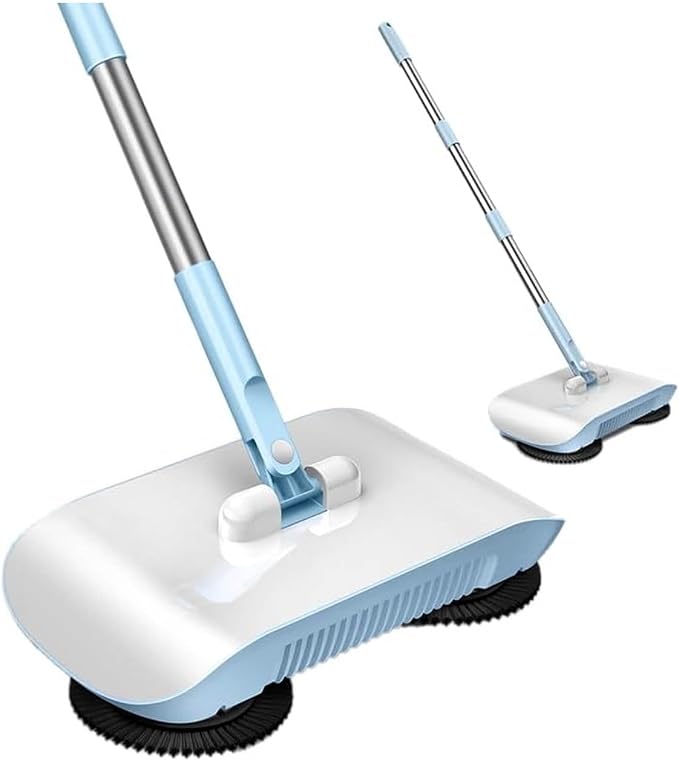 2 in 1 Carpet Sweeper Cleaner, Vacuum Broom Powerful Manual Vacuum Cleaner Hand by WOHPNLE