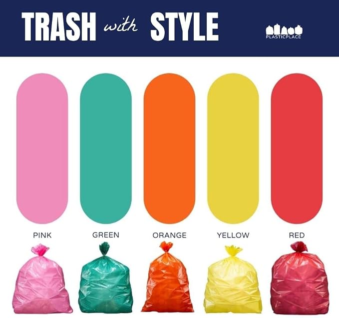 Plasticplace 55-60 gallon Trash Bags │ 1.2 Mil │ Orange Heavy Duty Garbage Can - Image 9