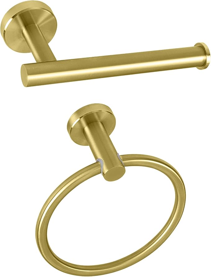 NearMoon 2 Pieces Bathroom Hardware Accessories, Towel Ring and Toilet Paper by NearMoon