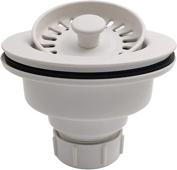 White Polymer Drain Kitchen Sink Drain Assembly - Image 3