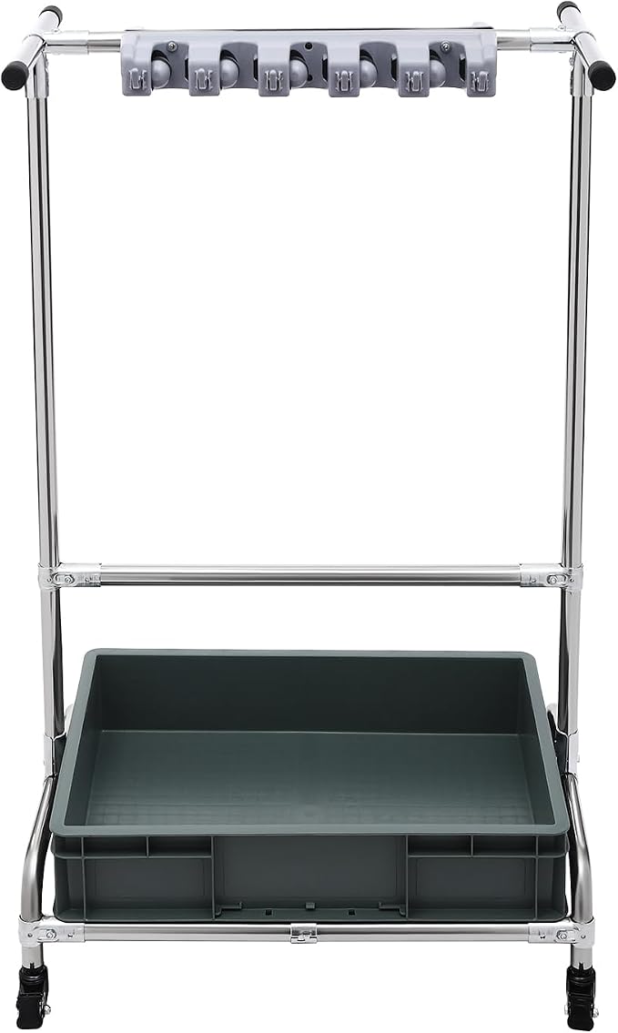 Broom and Mop Holder Put Wet Mops Movable Floor-Mounted Mop Rack Floor Standing - Image 8