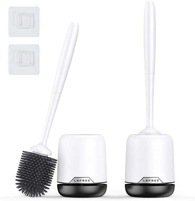 Lefree 2 Pack Silicone Toilet Bowl Brush and Holder Set by Lefree