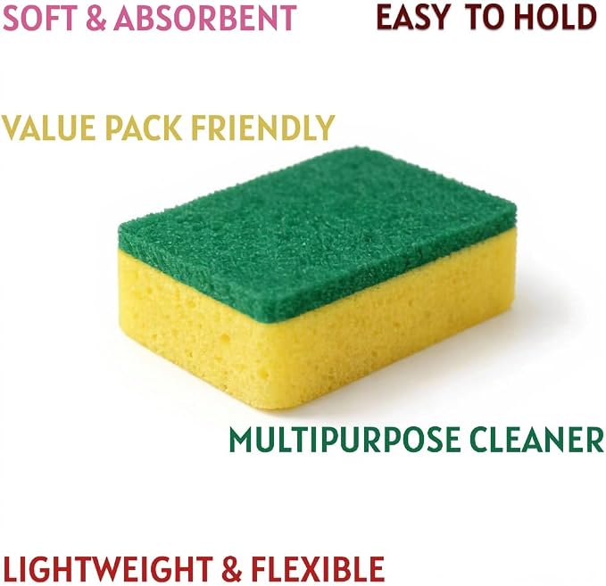 Kitchen Sponges 10-Pack Heavy Duty Dual Sided Dish Scrubber Sponges, Sponges - Image 3