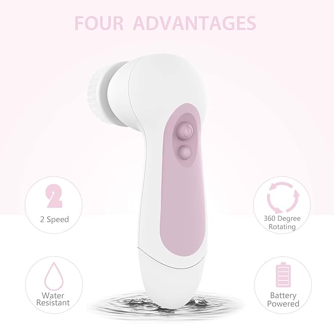 Waterproof Facial Cleansing Spin Brush Set - Image 3