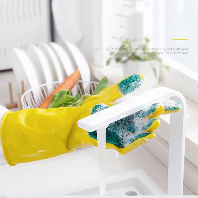 2 Pairs Latex Gloves Kitchen Dishwashing Gloves Kitchen Latex Gardening - Image 3
