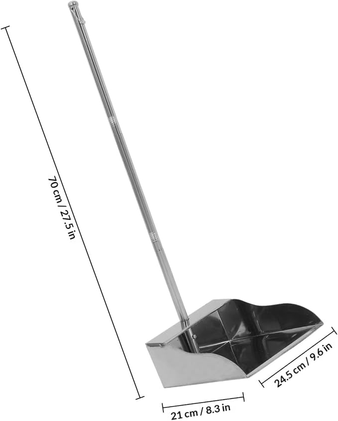 Stainless Steel Dustpan with Long Handle Large Heavy-Duty Garbage Shovel - Image 2