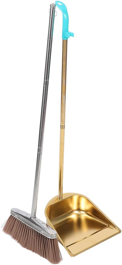 MERRYHAPY Gold Dustpan and Broom Set Stainless Steel Heavy Duty Cleaning Tools by MERRYHAPY