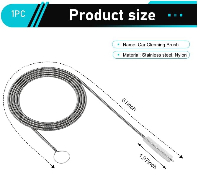 WZP Auto Sunroof Drain Cleaning Tool, 61 Inch Flexible Drain Brush, Stainless - Image 2