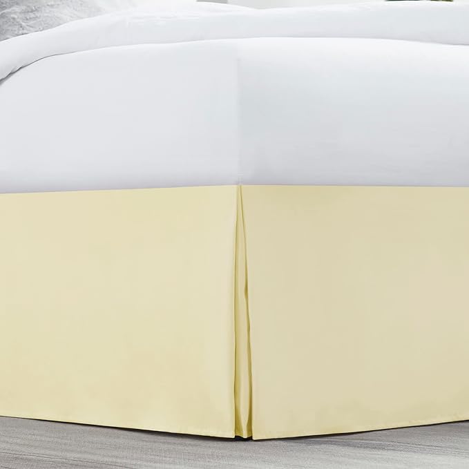 Nestl Vanilla Yellow Full Bed Skirt - Full Size Bed Skirt 14 Inch Drop - Brushed Microfiber Bed Skirts - Hotel Quality Pleated Bed Skirt - Shrinkage & Fade Resistant