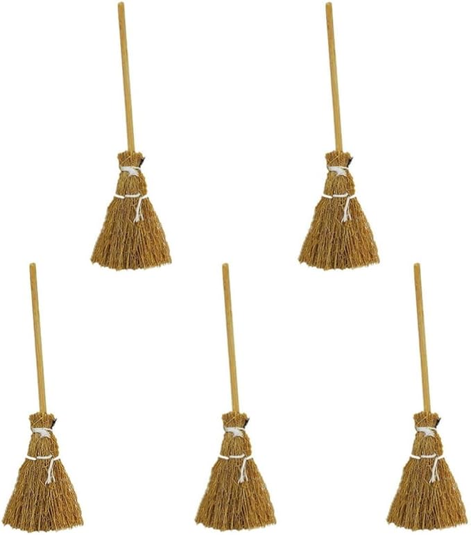 5Pcs Witch Broom, Miniature Broom Props Artificial Mini Broom Fairy Hopuse by Unknown