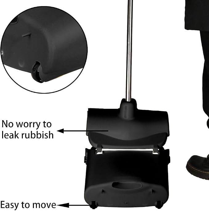 Long Handle Heavy Duty Broom and Dustpan Set, Outdoor and Commercial Upright - Image 3