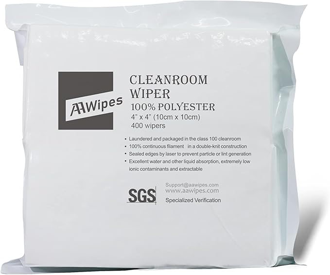 AAWipes Cleanroom Polyester Wipers 4"x4" Double Knit 100% Polyester Wipes Lint by AAWipes
