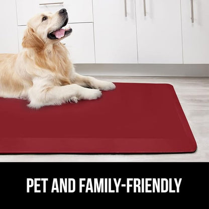 GORILLA GRIP Comfortable Cushioned Kitchen Mats for Floor, 39x20, Waterproof and Stain Resistant Soft Top, 3/4 Inch Thick Ergonomic Standing Desk Anti Fatigue Mat, Foam Supports Ankles and Feet, Red