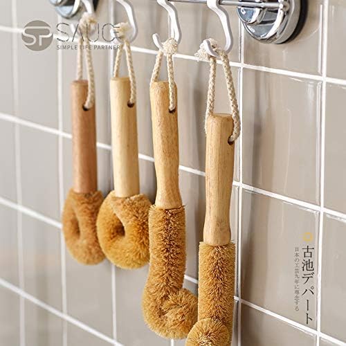 Wodden Cleaning Brush, Bottle Washing Brush, Pan Scrub Brush, Natural Coconut - Image 4