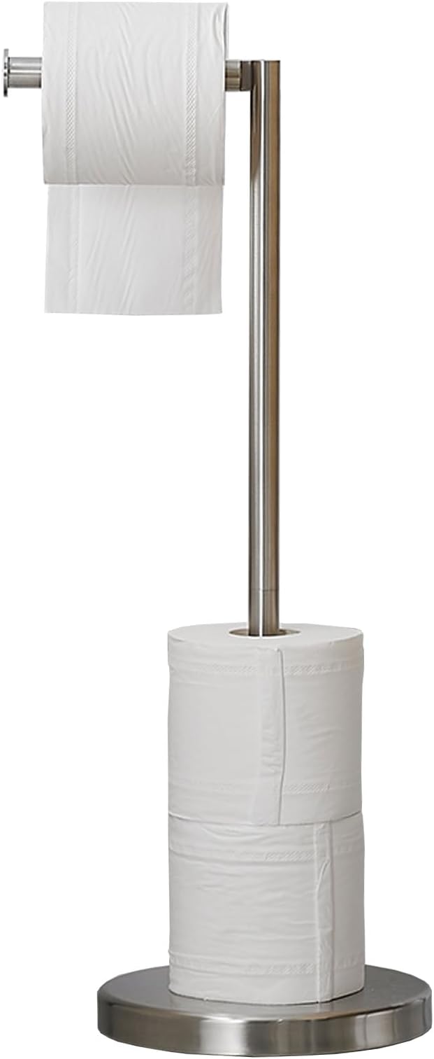 BWE Brushed Nickel Toilet Paper Holder Stand Modern Tissue Roll Holder Storage by BWE