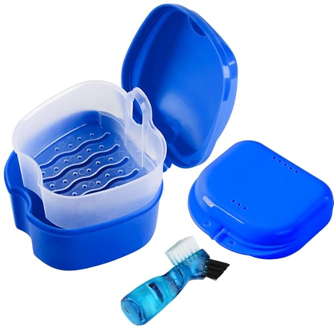 3 Pack Retainer Cleaner Case Partial Denture Cleaning Case Cup and Brush by RHUI