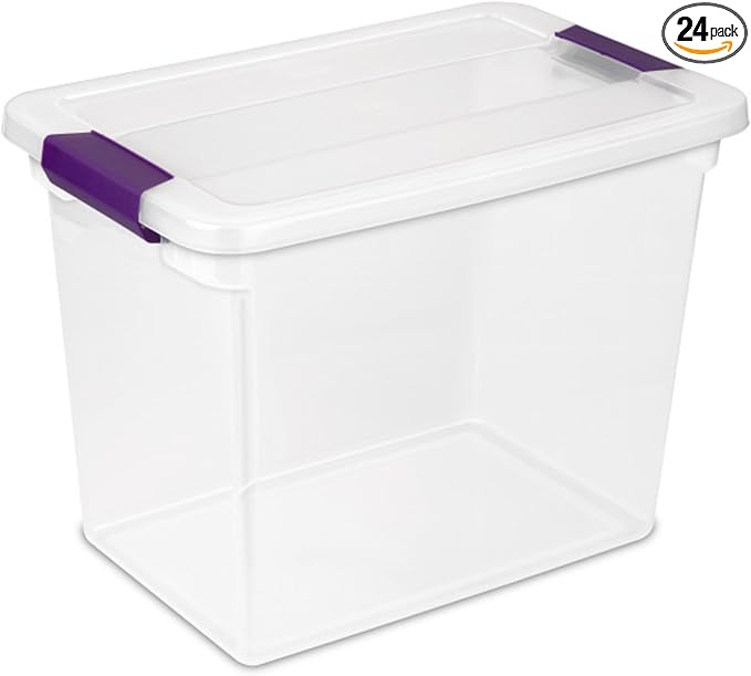 Sterilite 24-Pack 27 Quart ClearView Latch Box, Stackable Organizer Bins by Sterilite