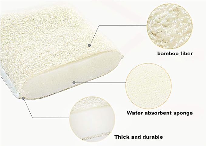 Natural Bamboo Sponges Kitchen Cleaning Sponges Dish Sponges Reusable Dish - Image 3