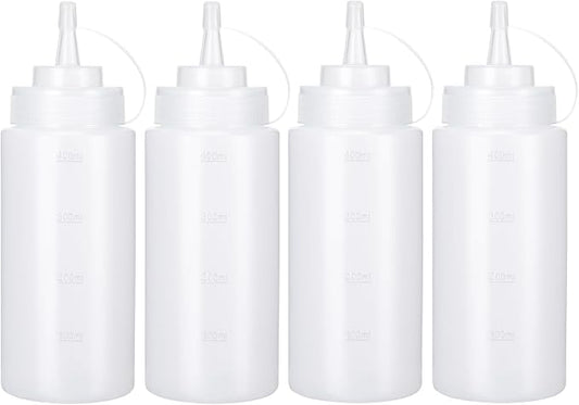 Condiment Squeeze Bottles Ketchup Dispenser, 4 Pack 16oz Squeeze Bottles by Katfort