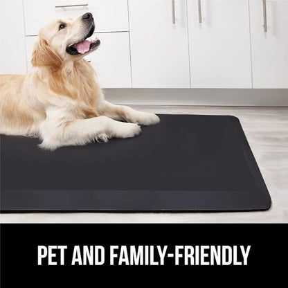 GORILLA GRIP Comfortable Cushioned Kitchen Mats for Floor, 48x20, Waterproof and Stain Resistant Soft Top, 3/4 Inch Thick Ergonomic Standing Desk Anti Fatigue Mat, Foam Supports Ankles and Feet, Black