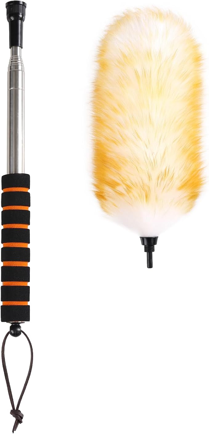 Wool Duster with Telescopic Rod Natural Cleaning Dusters by Daieeparty