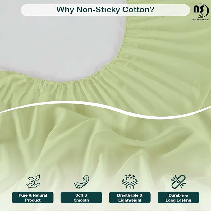 NON Sticky cotton Twin Size Sleeper Sofa Sheets, 4 Piece Egyptian Cotton Bed Sheet Set for Sofa Bed, 7" Deep Pocket for Pull Out Couch Mattress, 39" x 75", Sage Solid, Soft & Breathable