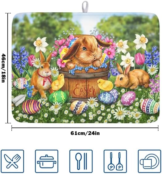 Easter Bunnies Eggs Dish Drying Mat - Image 2
