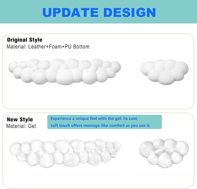 Gel Cloud Keyboard and Mouse Wrist Rest Set, Cute Ergonomic Wrist Support and - Image 6