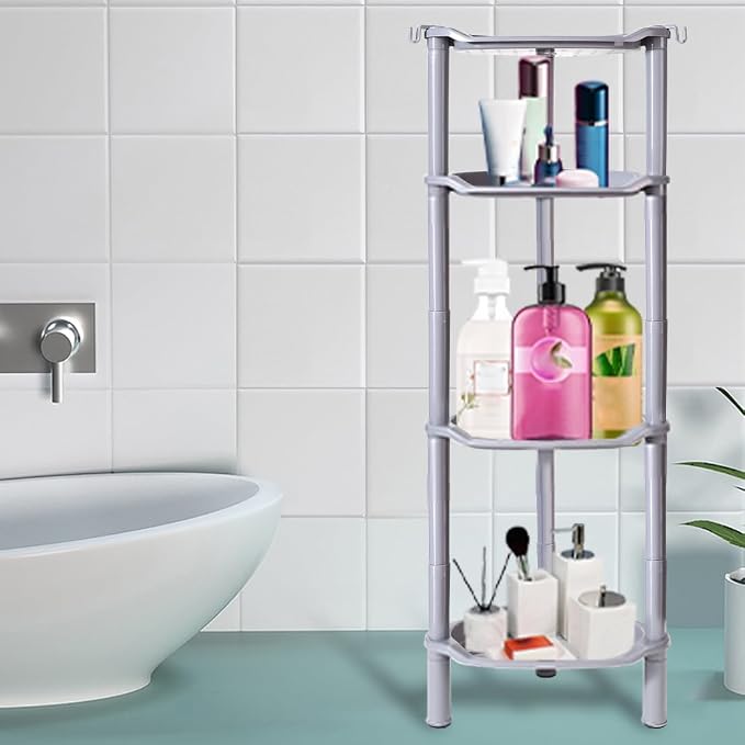 4 Tier Shower Caddy Corner, Plastic Shower Shelf Organizer - Image 2