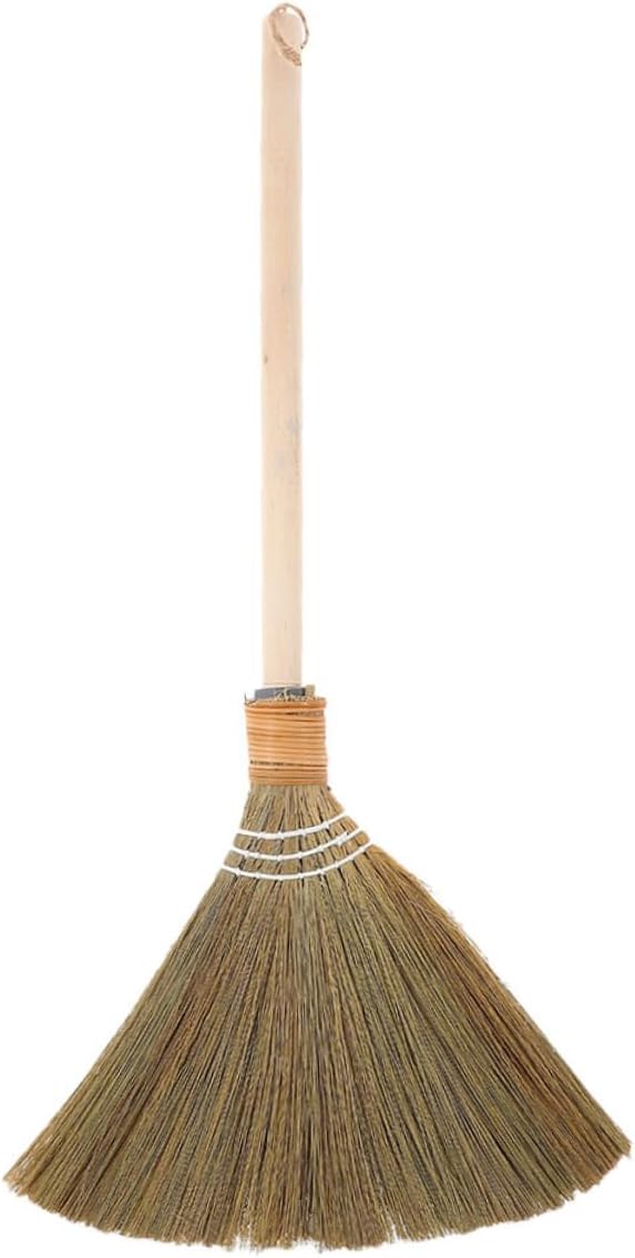 SAFIGLE Handwoven Miscanthus Straw Broom Soft Bristle Indoor Sweeper Removable by SAFIGLE