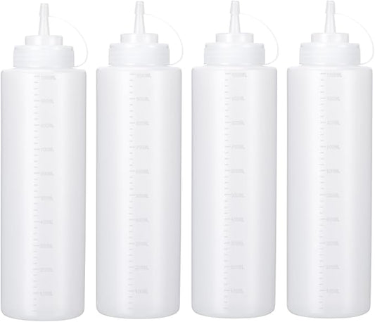 Condiment Squeeze Bottles Ketchup Dispenser, 4 Pack 32oz Squeeze Bottles by Katfort