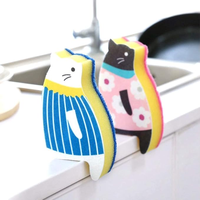 Sink Cat Dish Sponge Scrubber for Washing Dishes Dishwashing Cloth Scrubber - Image 5
