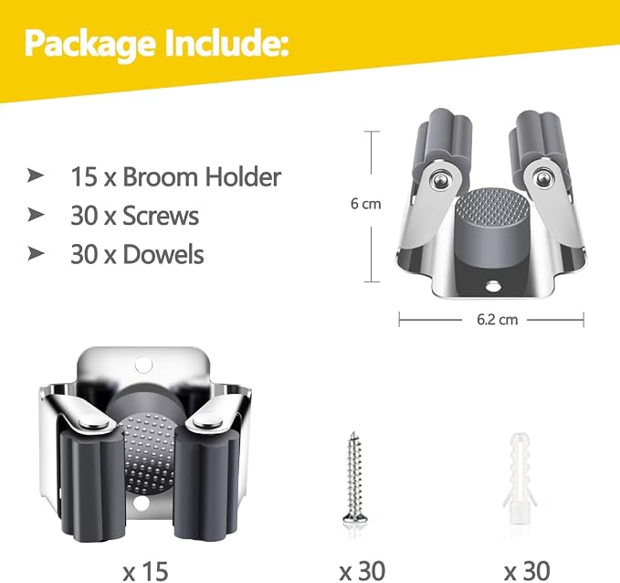 Verdenu 15 Pack Broom Holder Wall Mount, Mop and Broom Holder Wall Mount - Image 2