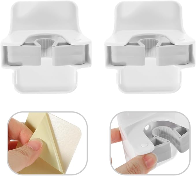 Amosfun 4pcs Broom Holder Wall Mount Mop Grippers Self Adhesive No-Drill Mop - Image 6